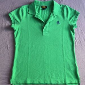 VINTAGE Rugby Ralph Lauren Green Skull & Crossbones Polo (Y2K, Size L)